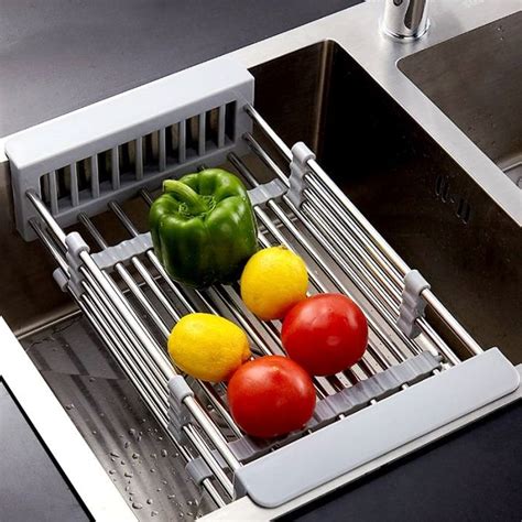 over the sink dish strainer|dish strainer for kitchen sink.